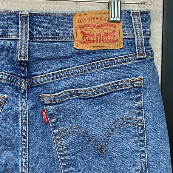 Stretch Vintage Inspired Button Fly Jeans Medium Wash Levi's Wedgie Straight - Picture 7 of 15